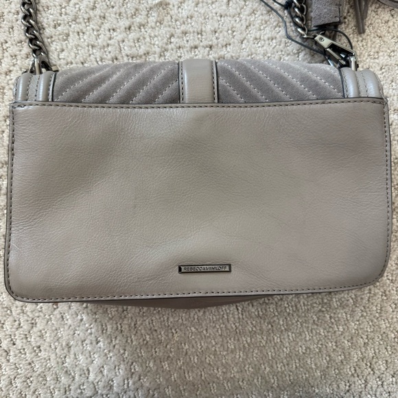 Rebecca Minkoff NWT Love Gray Suede Chevron Quilted Crossbody Tassel Bag Purse - Picture 9 of 11